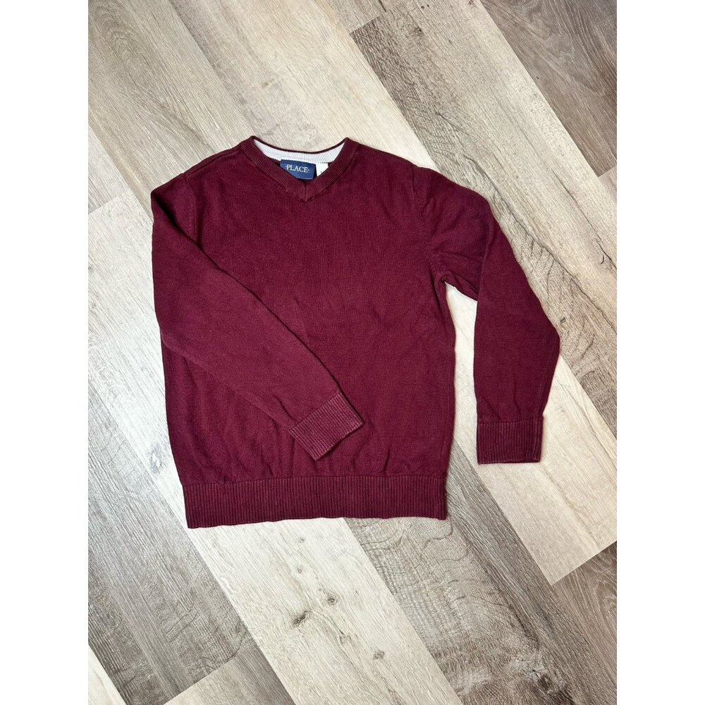 The Children's Place Kid's Dark Red V-neck Sweater Size 7/8 M